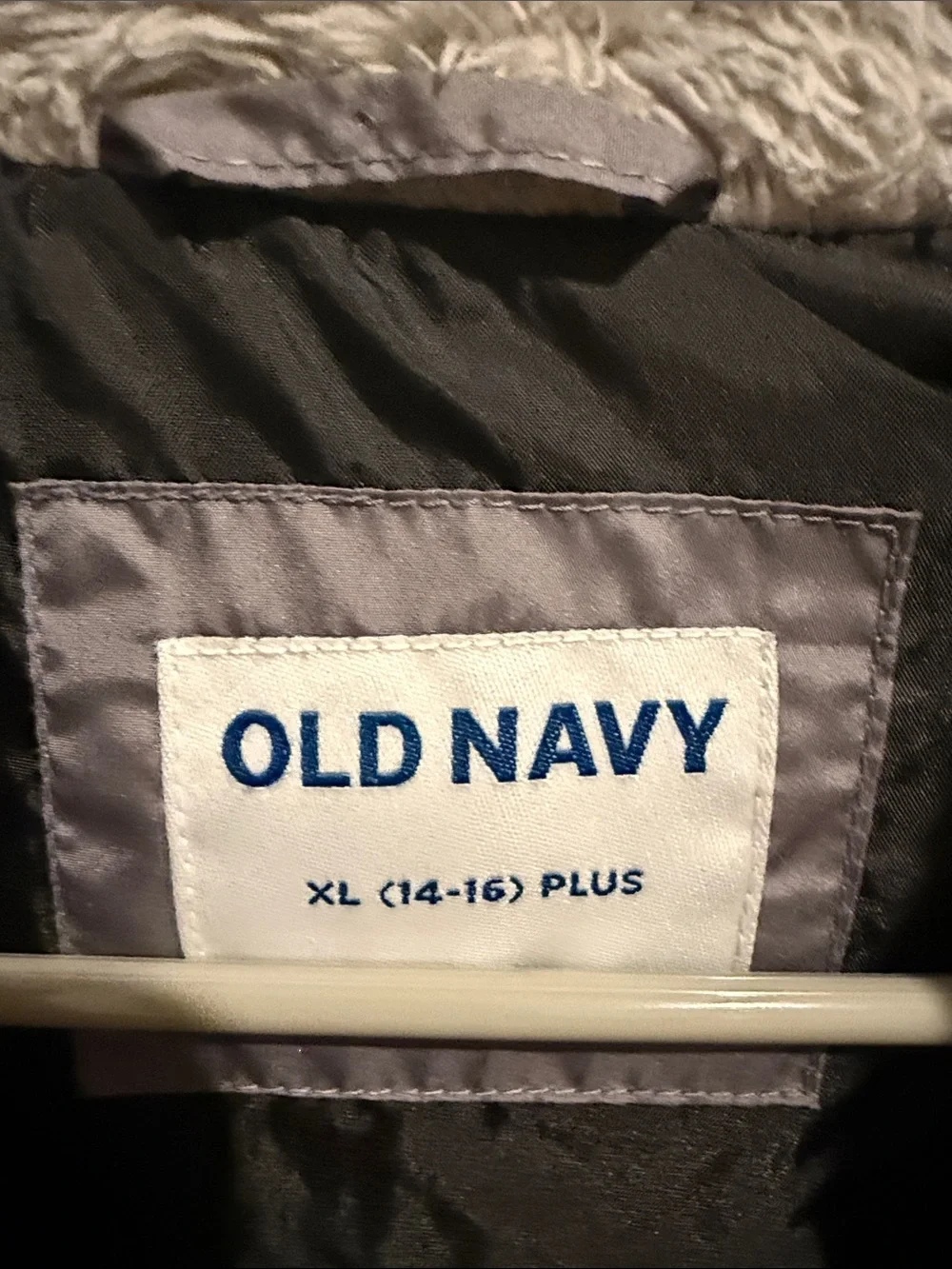 Old Navy Kids Light Gray and Charcoal Quilted Hooded Jacket